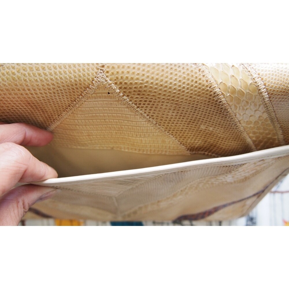 Rare Vintage Varon 70s Snakeskin Reptile Luxury Multicolor Chevron Purse Clutch - Picture 6 of 9